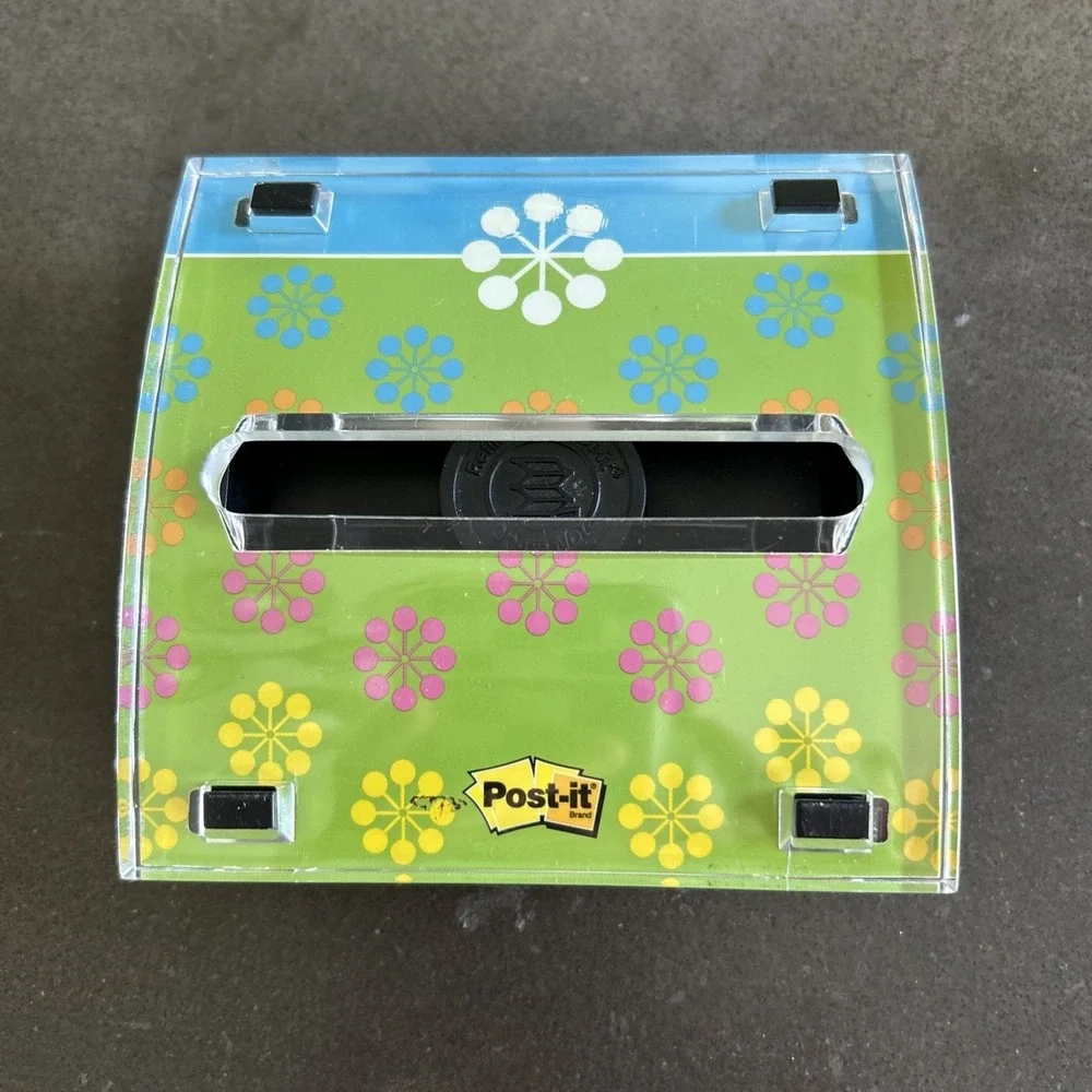 Post-it Notes Refillable Pop-Up Dispenser 3-D Floral Flowers Two Sided Design